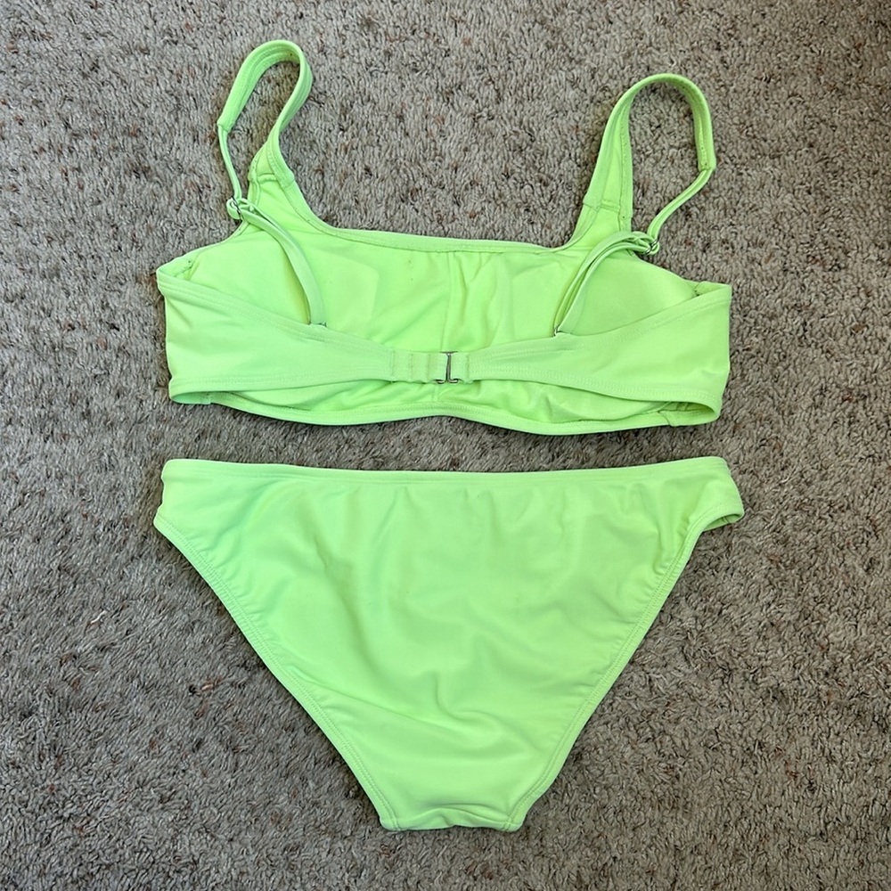 WOMENS xhilaration lime green 2 piece swimsuit size M&L - Picture 8 of 10